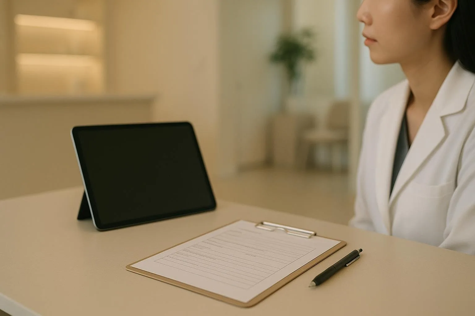 Someone filling out a consultation request form
